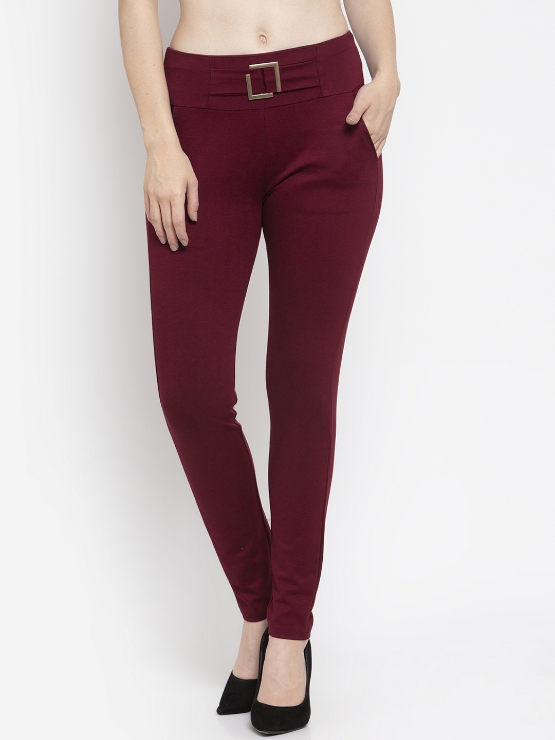 

Clora Creation Women Maroon Solid Treggings