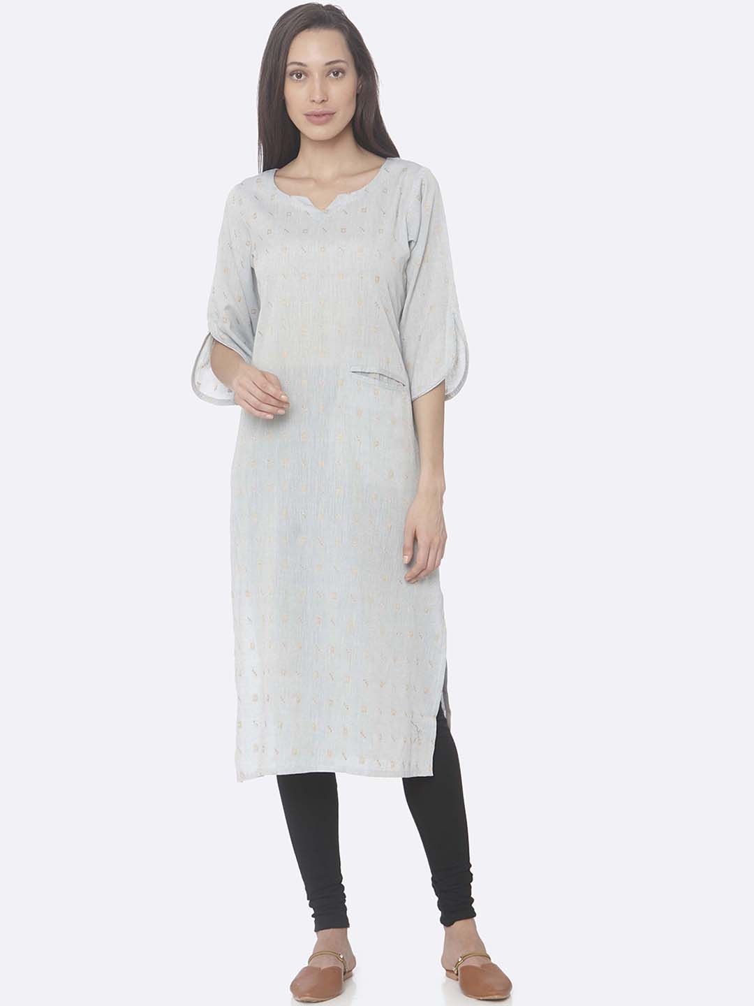

RAISIN Women Grey Embroidered Straight Kurta