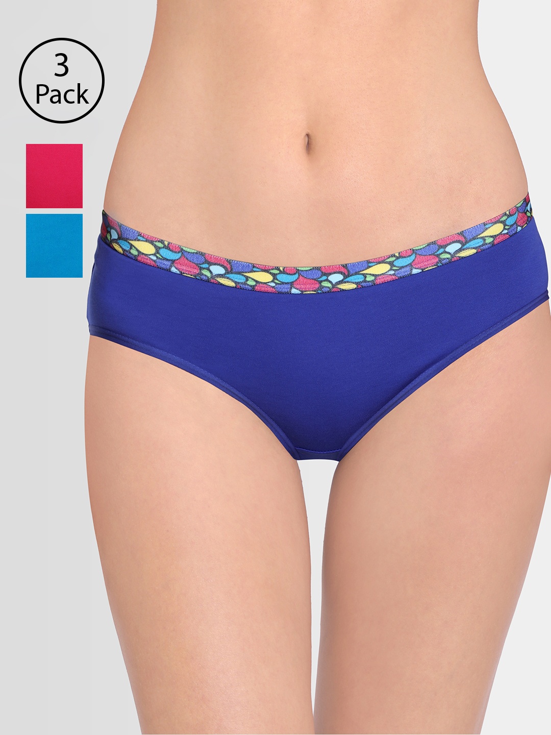 

Red Rose Women Pack of 3 Assorted Hipster Briefs Itouch16A