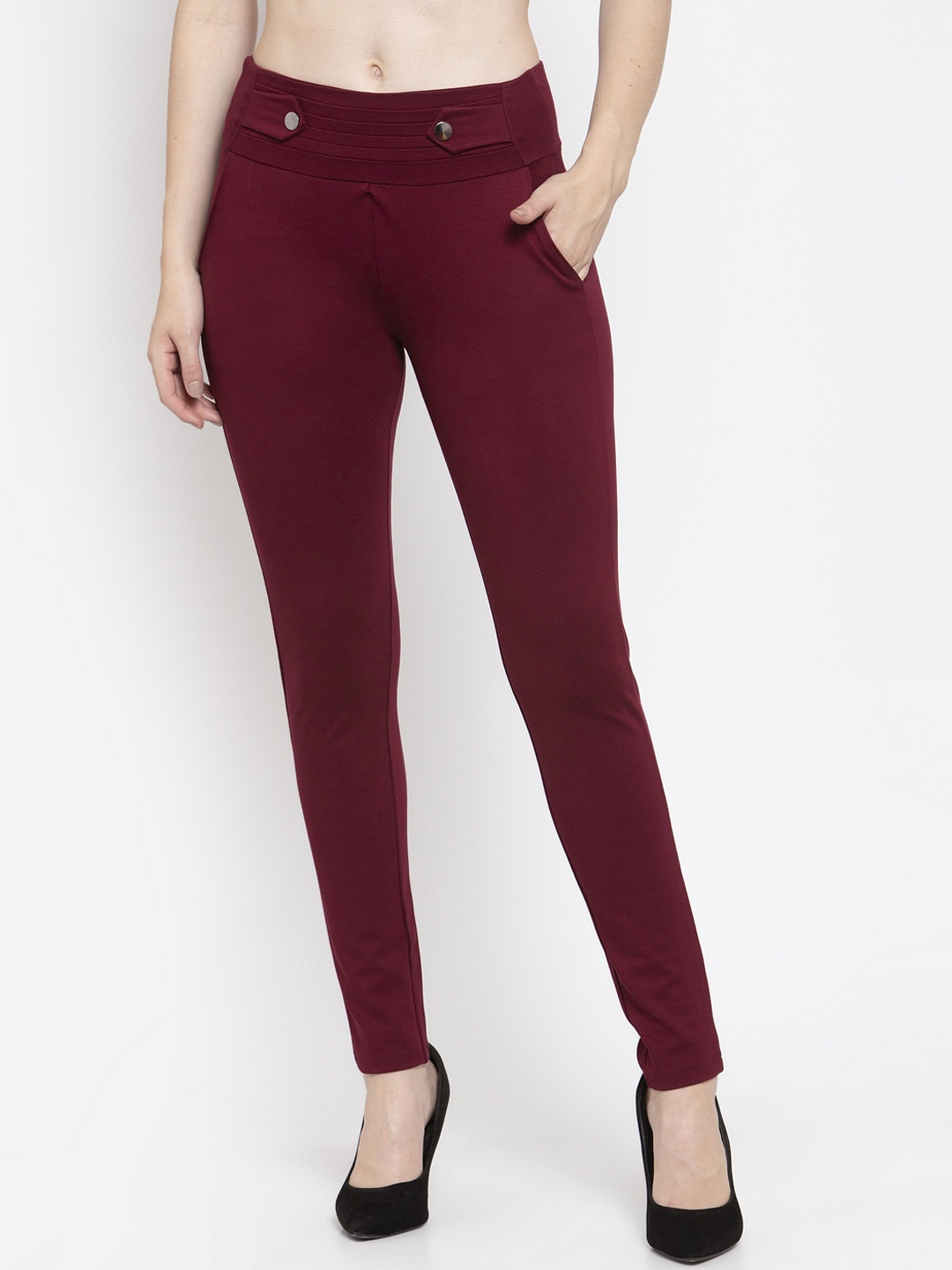 

Clora Creation Women Maroon Solid Regular Fit Jeggings