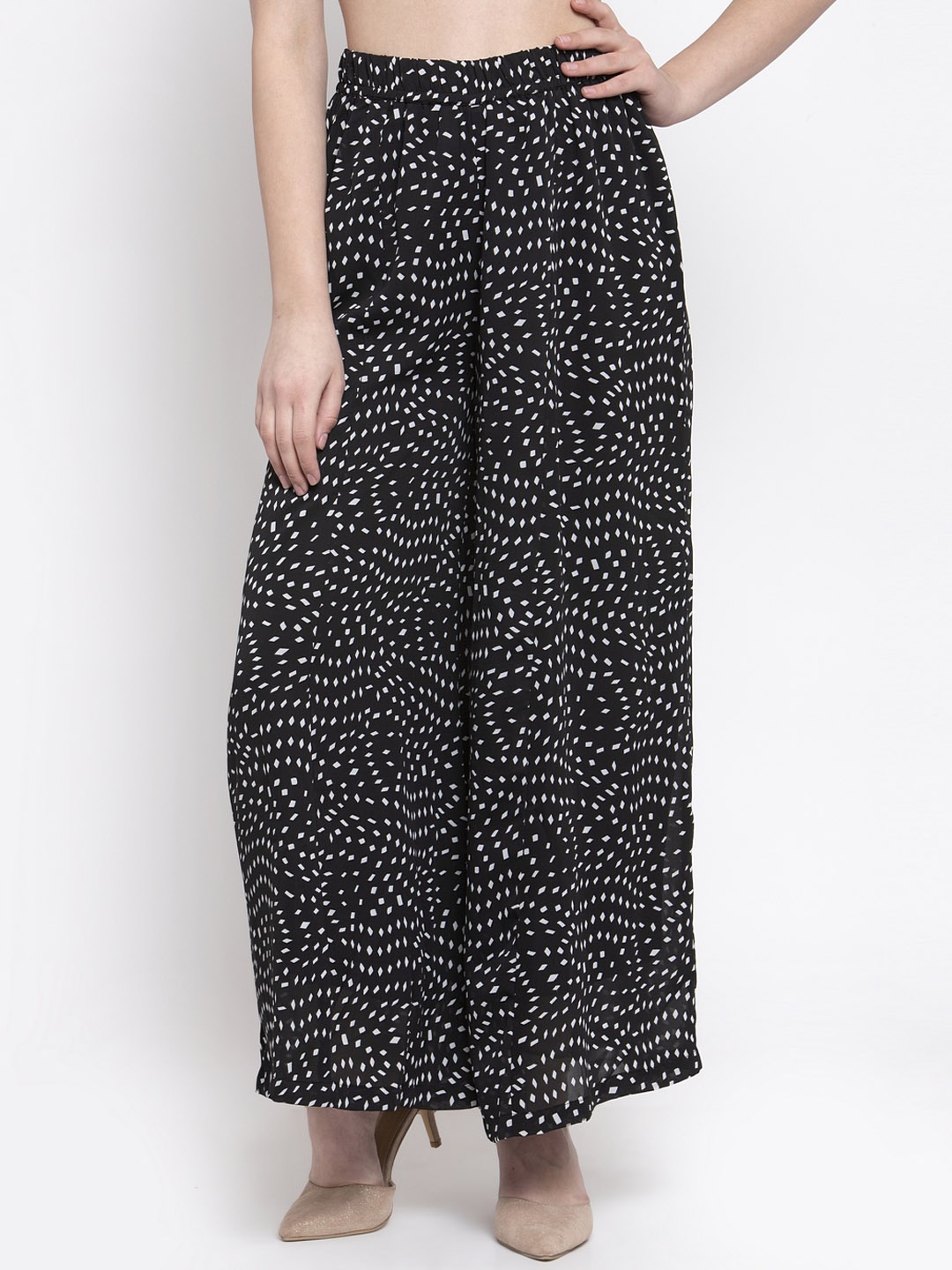 

Gipsy Women Black & White Printed Flared Palazzos