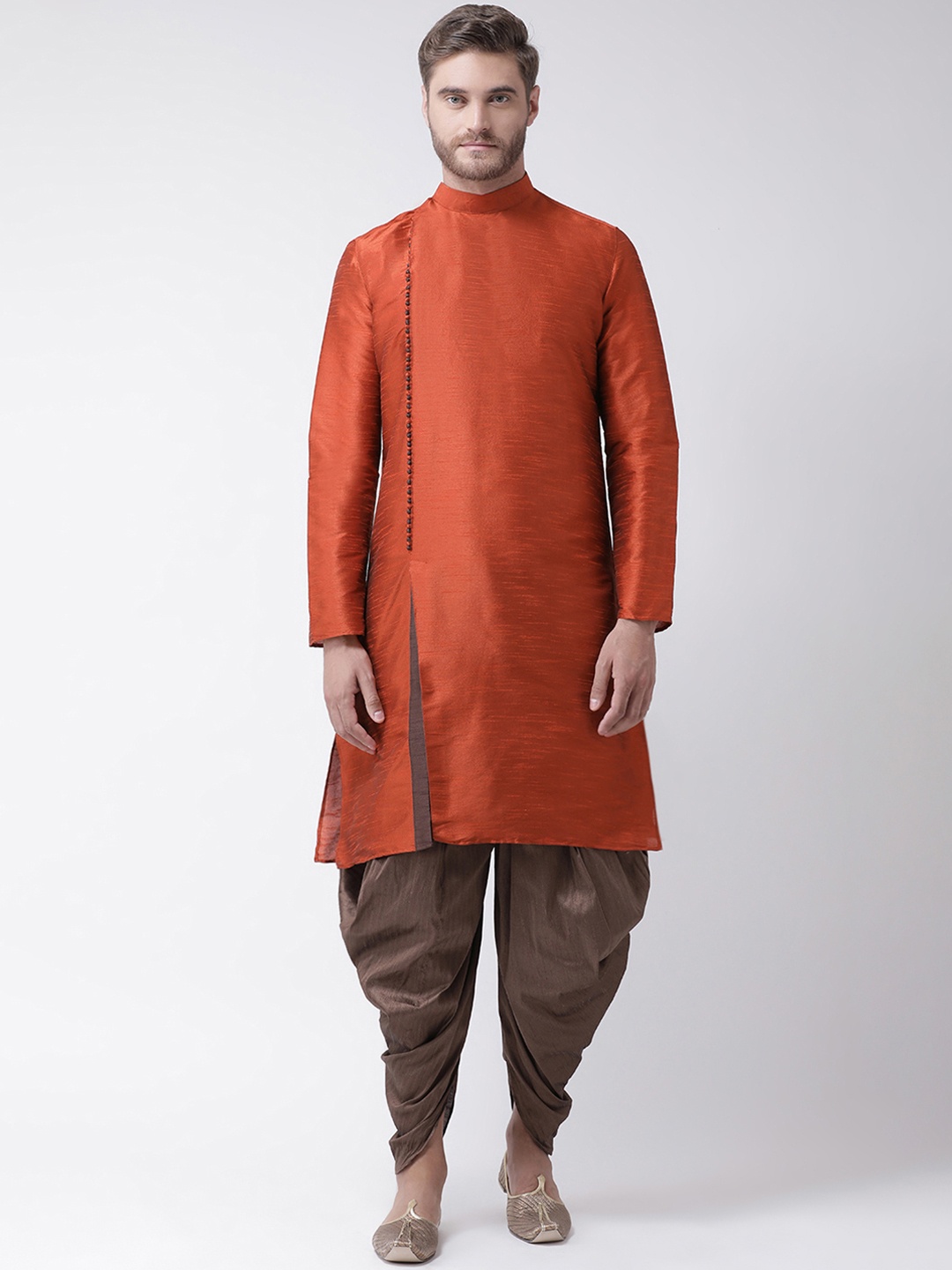 

DEYANN Men Orange & Brown Solid Kurta with Patiala