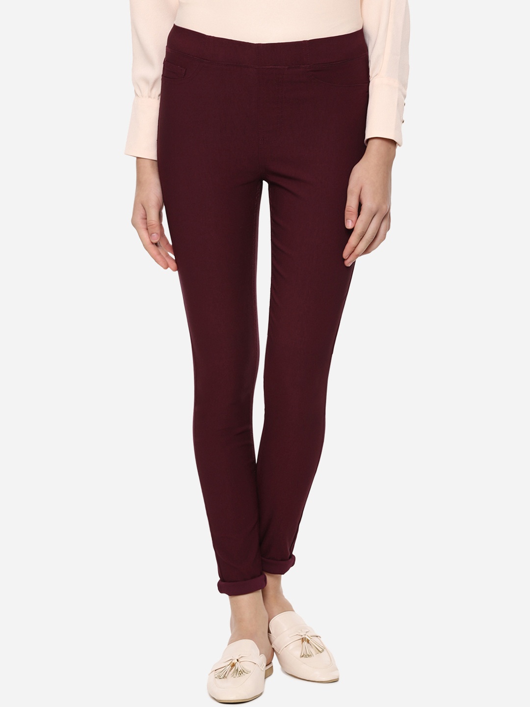 

Allen Solly Woman Women Maroon Regular Fit Solid Formal Trousers