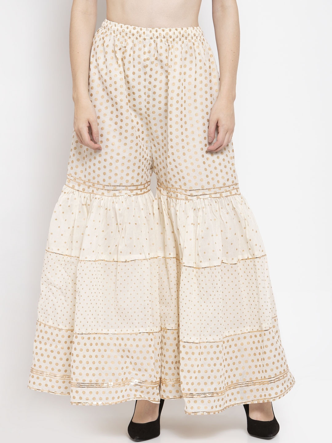 

Clora Creation Women Off-White & Golden Printed Flared Sharara