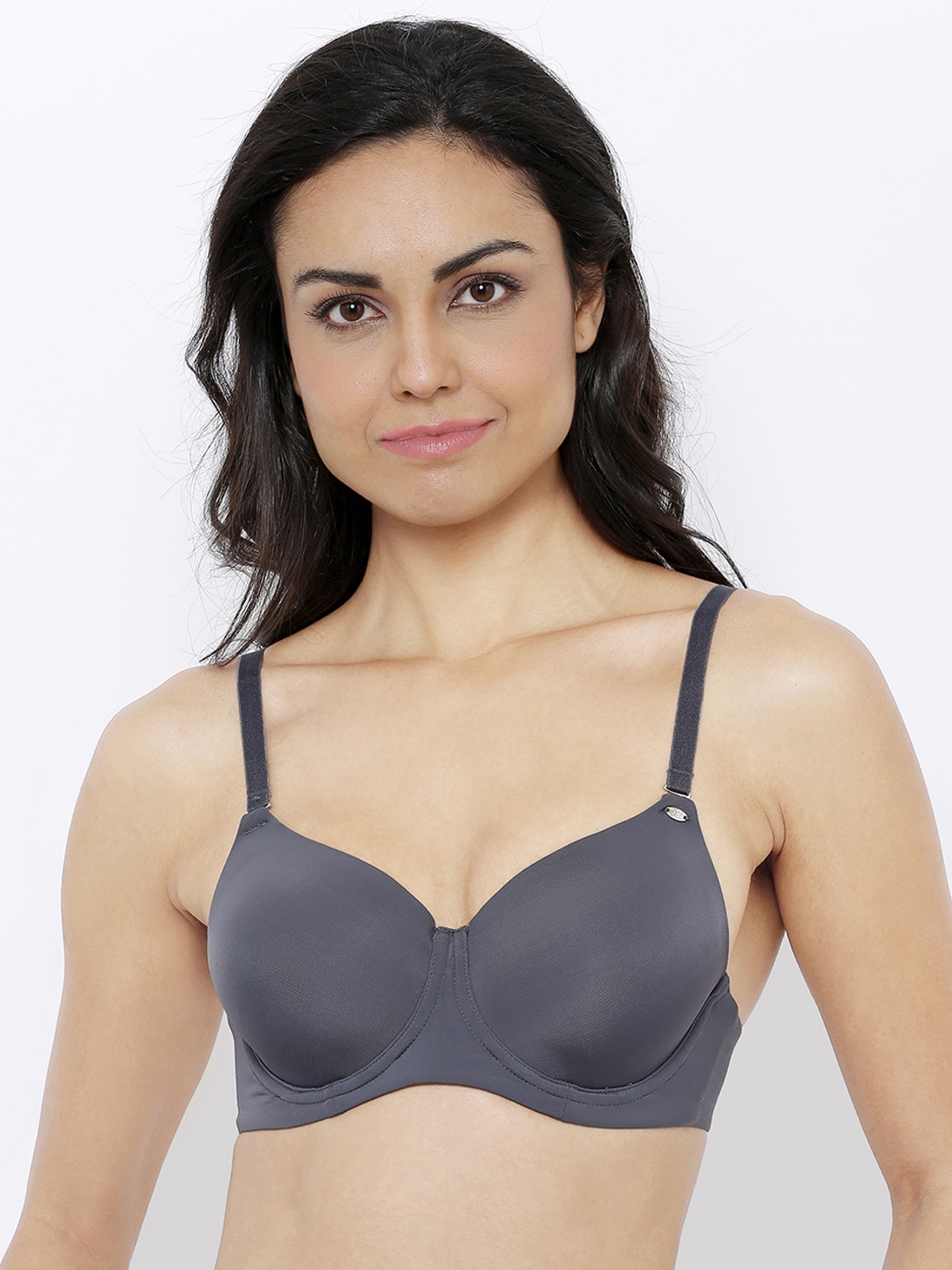 

Soie Charcoal Grey Solid Underwired Lightly Padded Everyday Bra