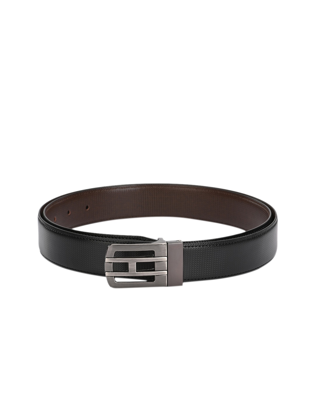 

Calvadoss Men Black & Brown Reversible Textured Belt