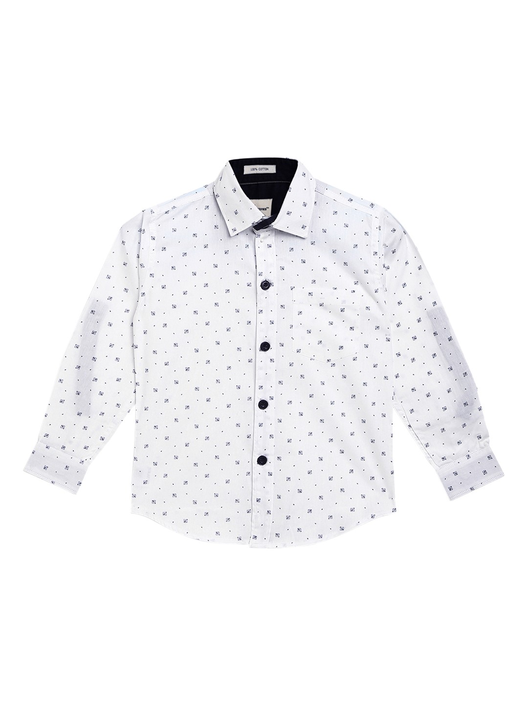 

Aj DEZInES Boys White & Black Regular Fit Printed Casual Shirt