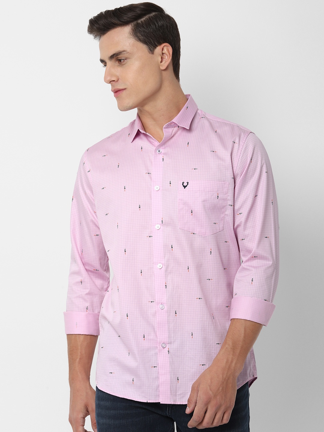 

Allen Solly Men Pink Slim Fit Checked Casual Shirt
