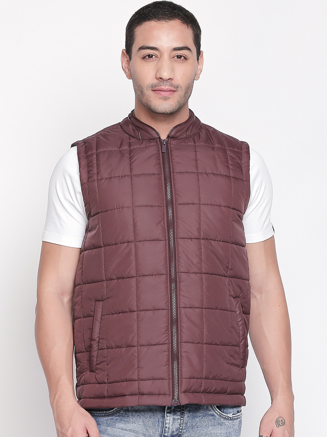 

BYFORD by Pantaloons Men Maroon Solid Padded Jacket