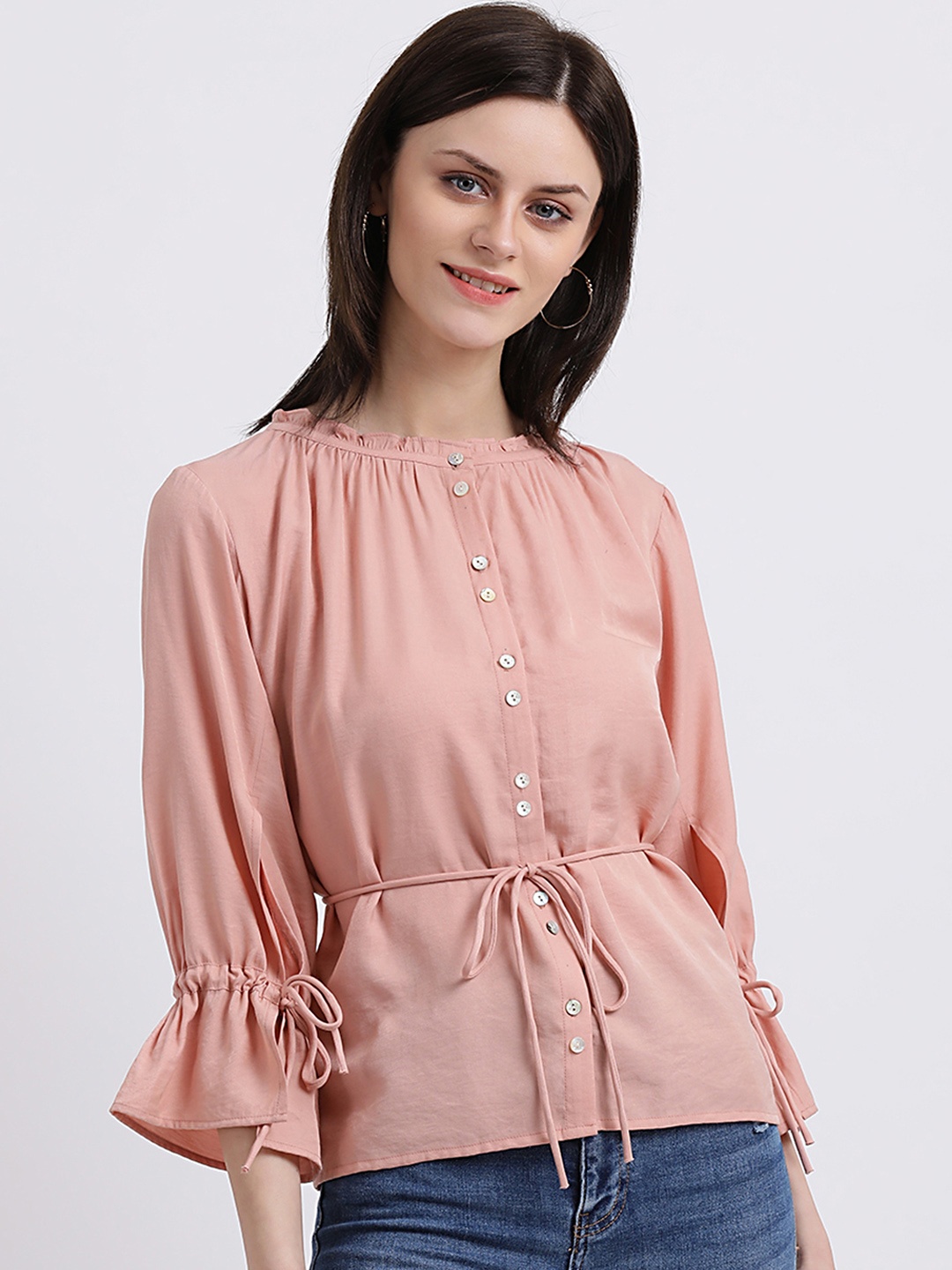 

Zink London Women Pink Solid Shirt Style Top