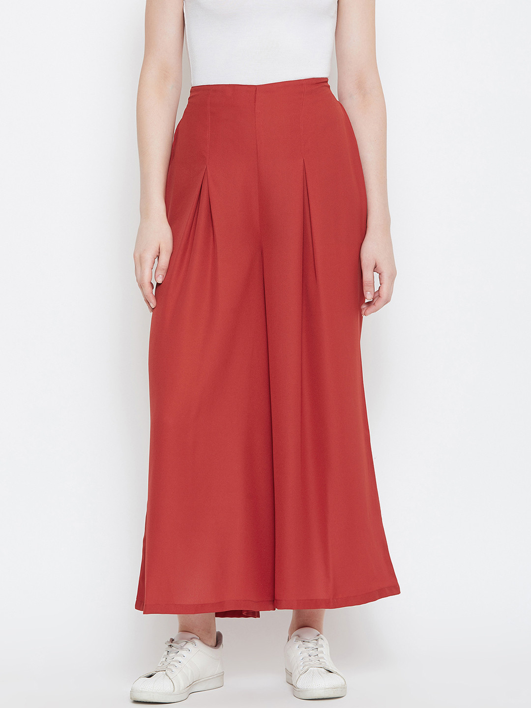 

La Zoire Women Rust Solid Flared Palazzos
