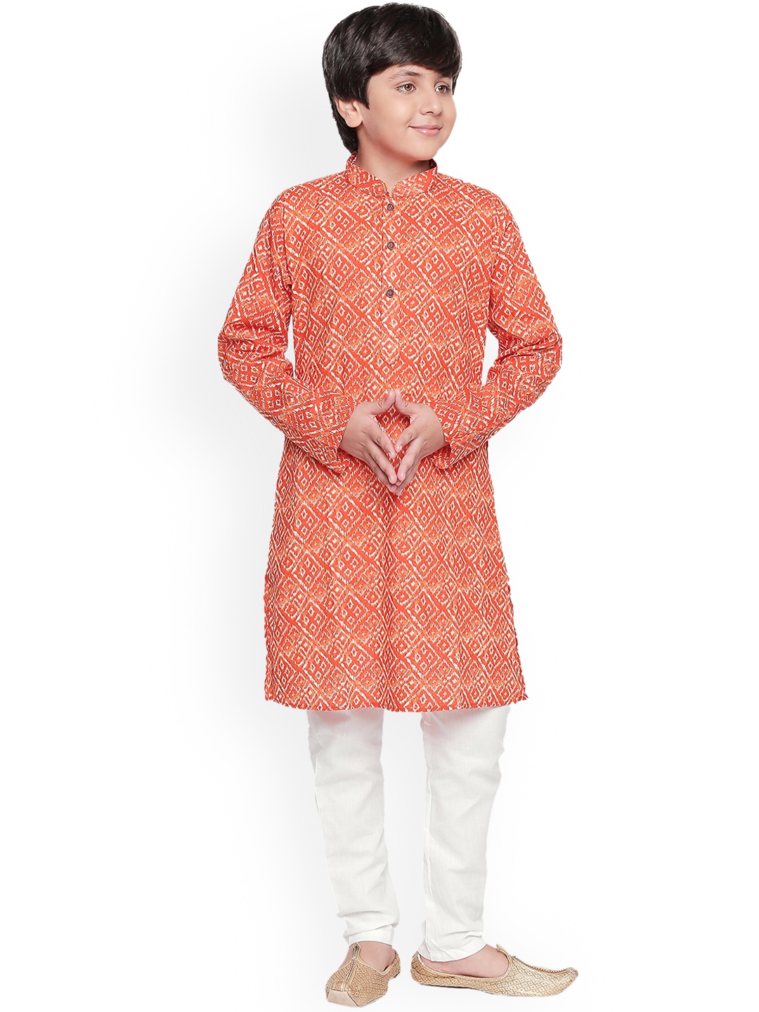 

Jeetethnics Boys Orange Printed Kurta with Pyjamas