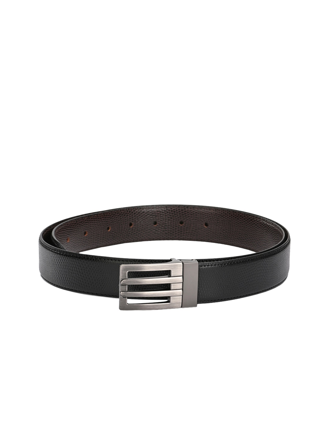 

Calvadoss Men Black & Brown Reversible Textured Belt