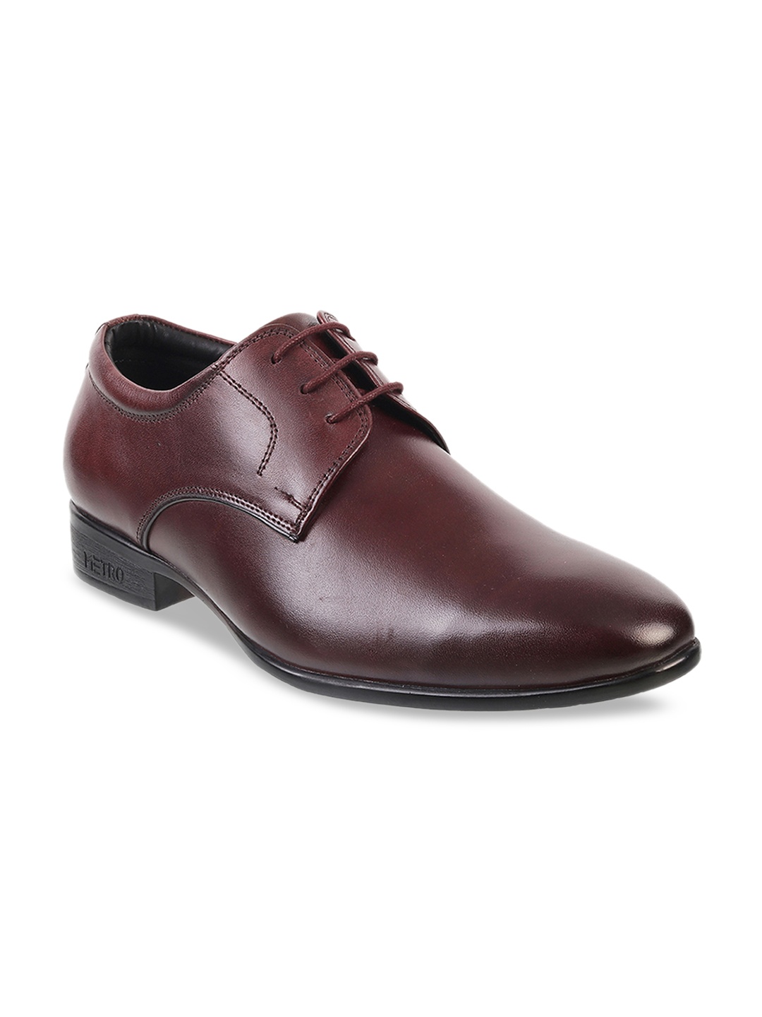 

Metro Men Maroon Solid Leather Formal Derbys