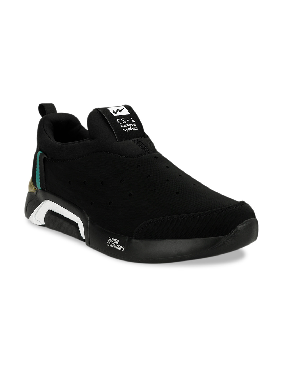 

Campus Men Black Cut-Work Running Shoes