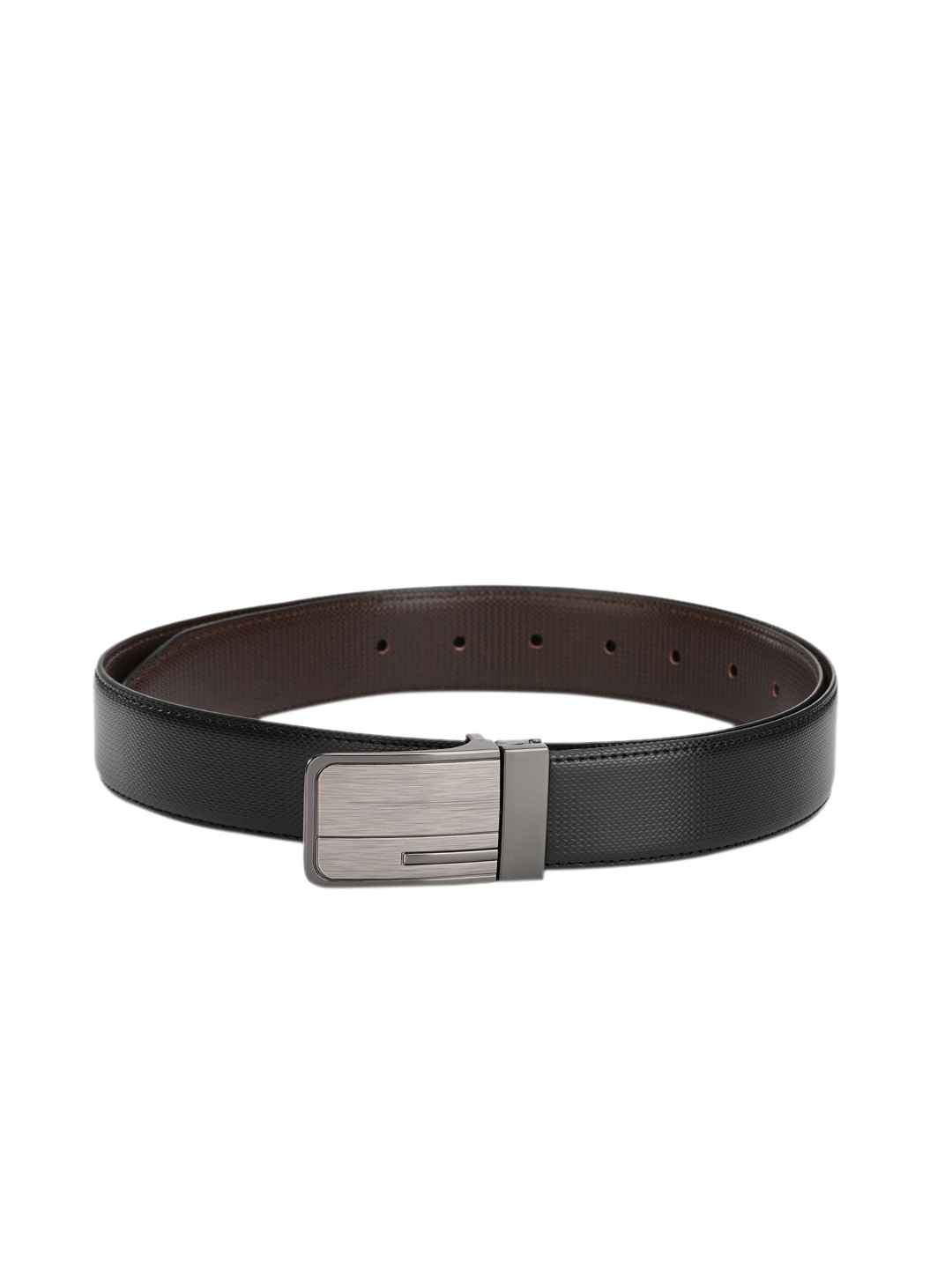 

Calvadoss Men Black & Brown Textured Reversible Belt