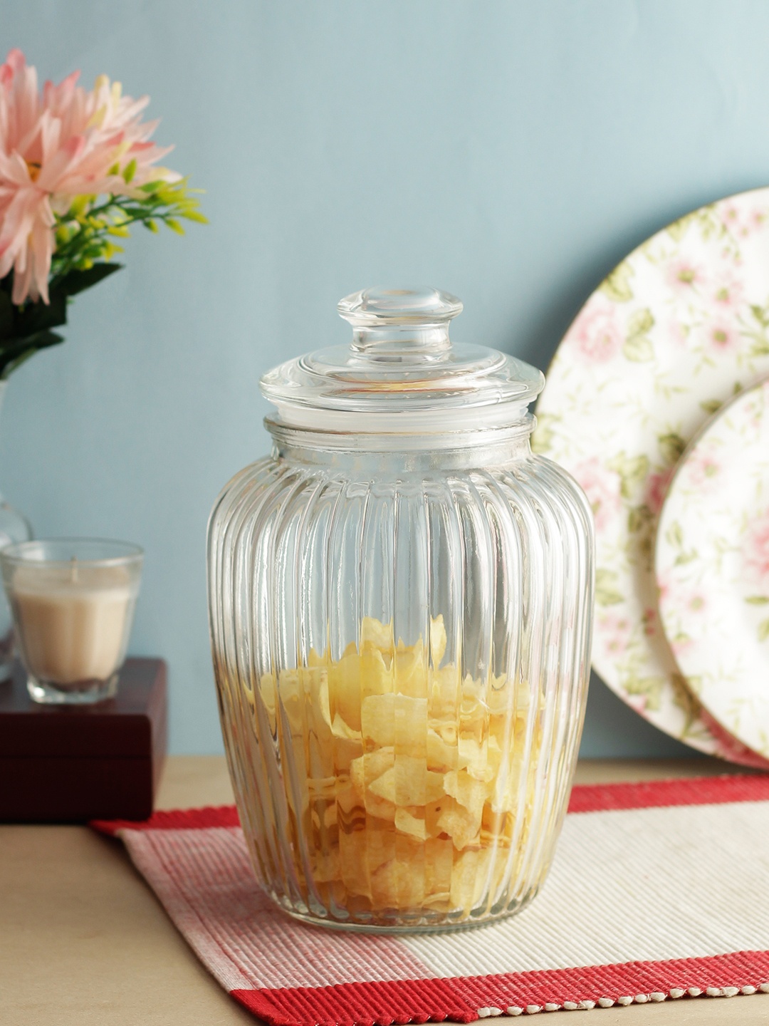 

INCRIZMA Unisex Transparent Glass Storage Jar With Lid 2.2L