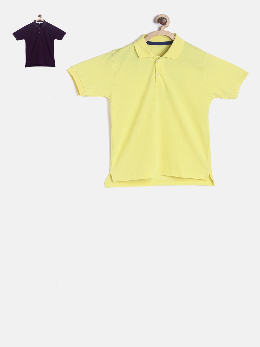 

TINY HUG Boys Pack Of 2 Assorted Solid Polo Collar T-shirt