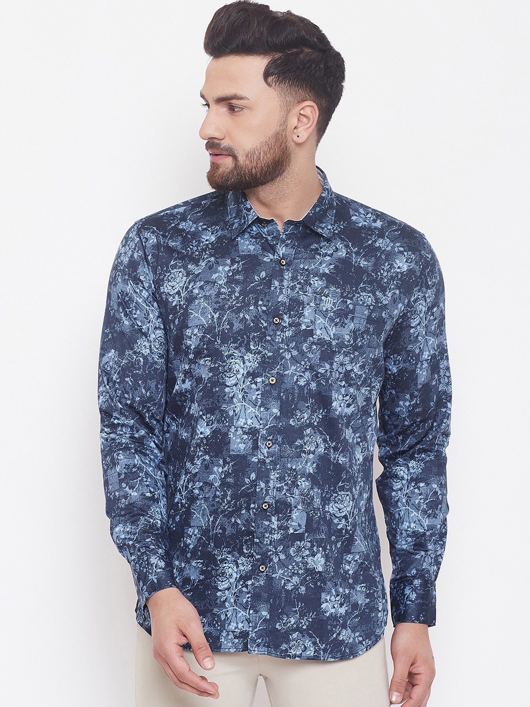 

Duke Men Blue Original Slim Fit Printed Casual Shirt