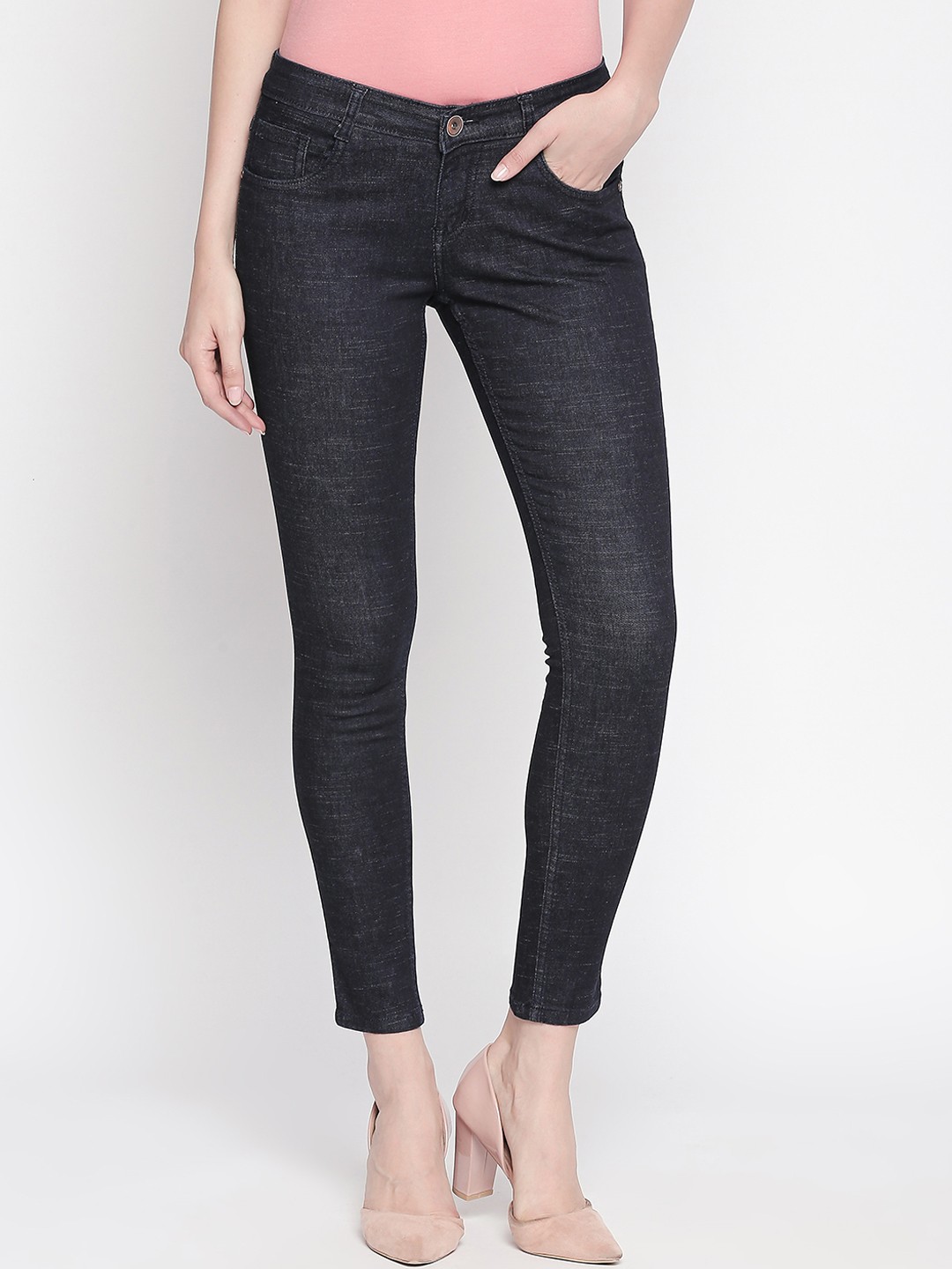 

High Star Women Charcoal Grey Slim Fit Mid-Rise Clean Look Stretchable Jeans