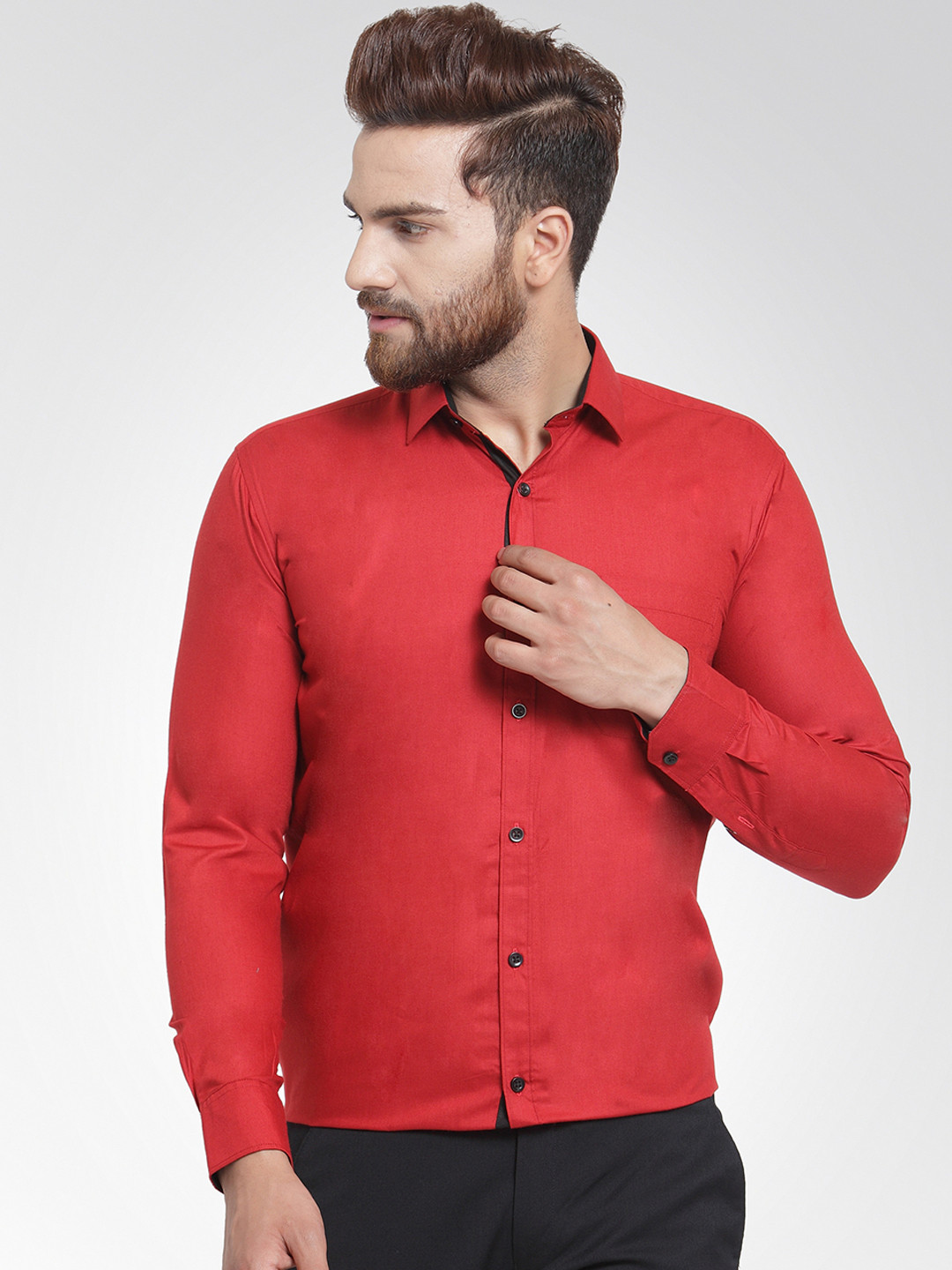 

JAINISH Men Red Classic Regular Fit Solid Formal Shirt