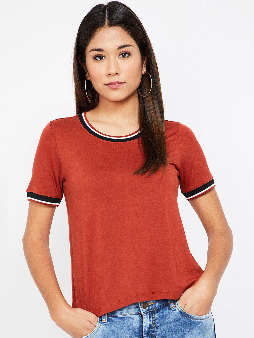 

Bossini Women Rust Red Solid Top