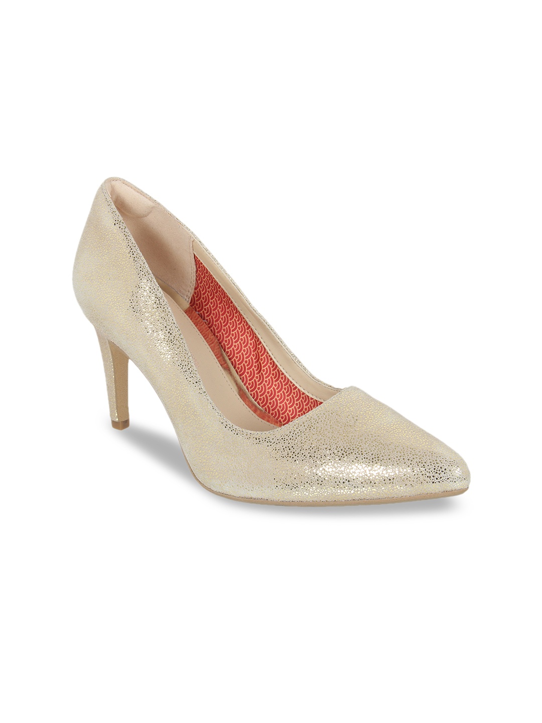 

Clarks Women Gold-Toned Solid Leather Pumps