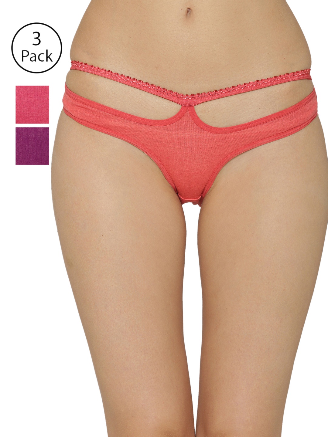 

ABELINO Women Pack of 3 Assorted Bikini Briefs PANTY1400PINKPURPLEORG