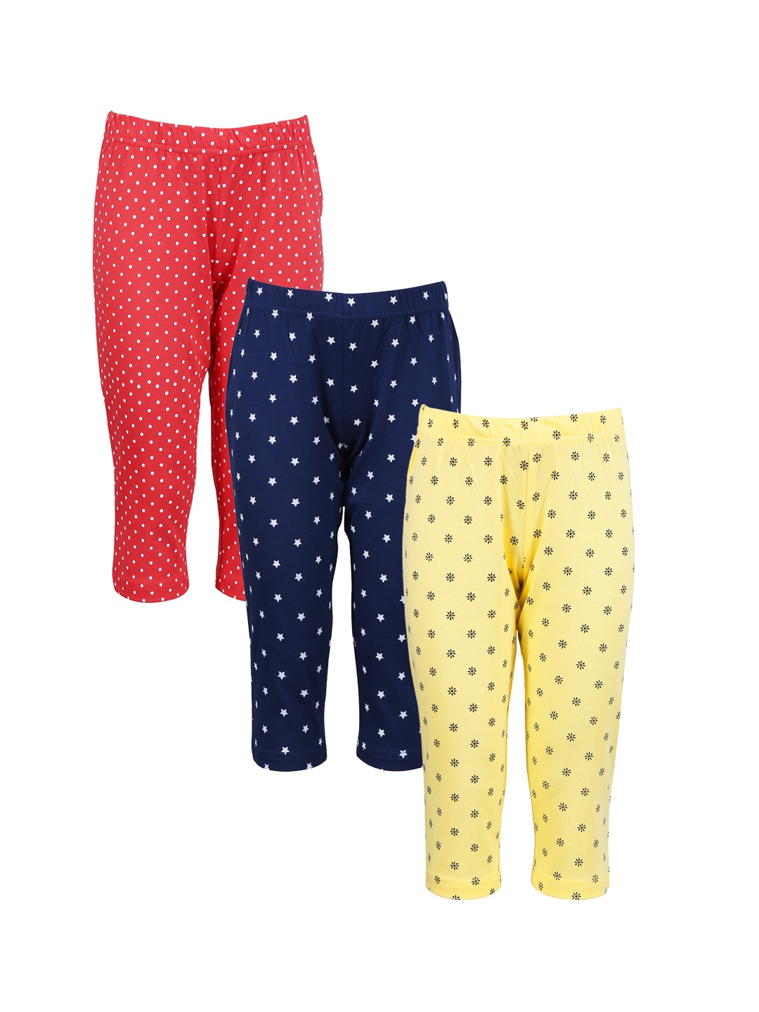 

minnow Girls Pack of 3 Printed Regular Fit Capris, Yellow