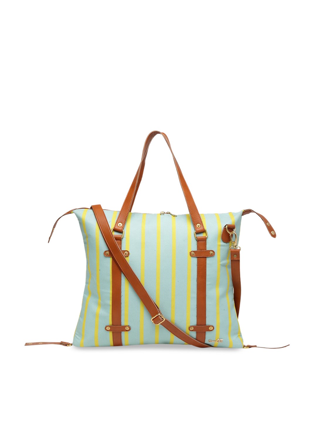 

BandBox Turquoise Blue & Yellow Striped Hobo Bag