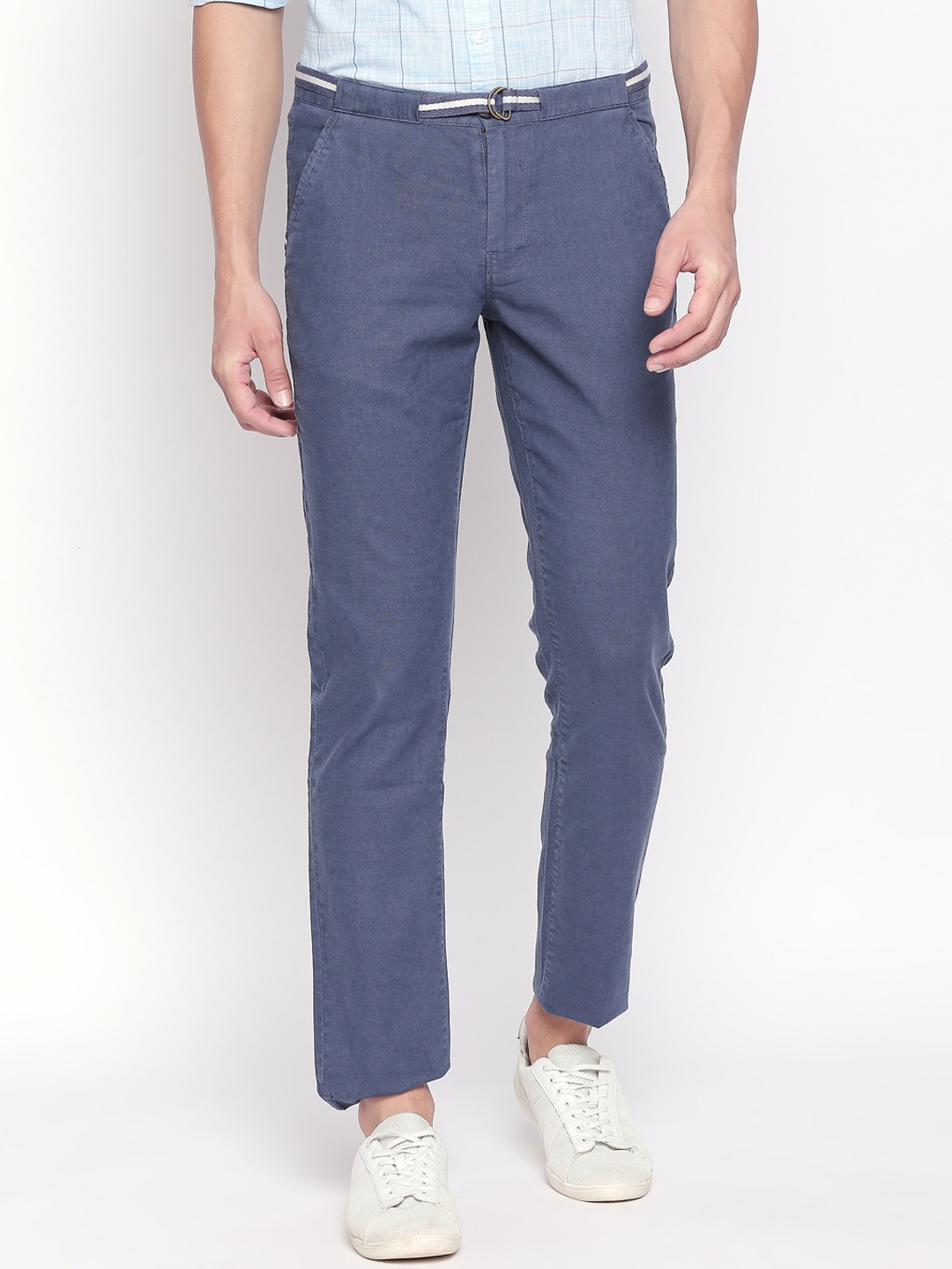 

Urban Ranger by pantaloons Men Blue Slim Fit Solid Regular Trousers