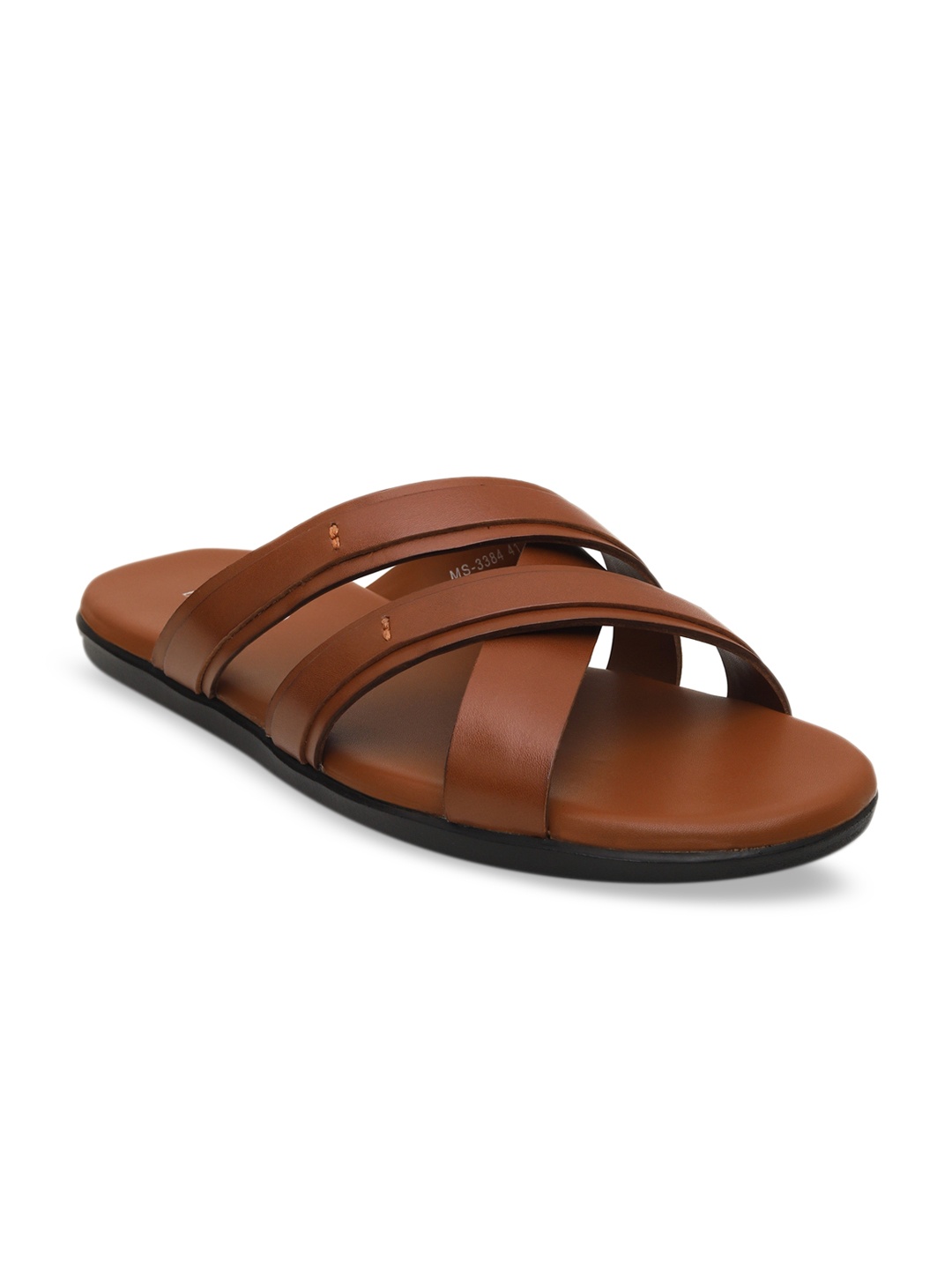 

ROSSO BRUNELLO Men Brown Solid Leather Comfort Sandals