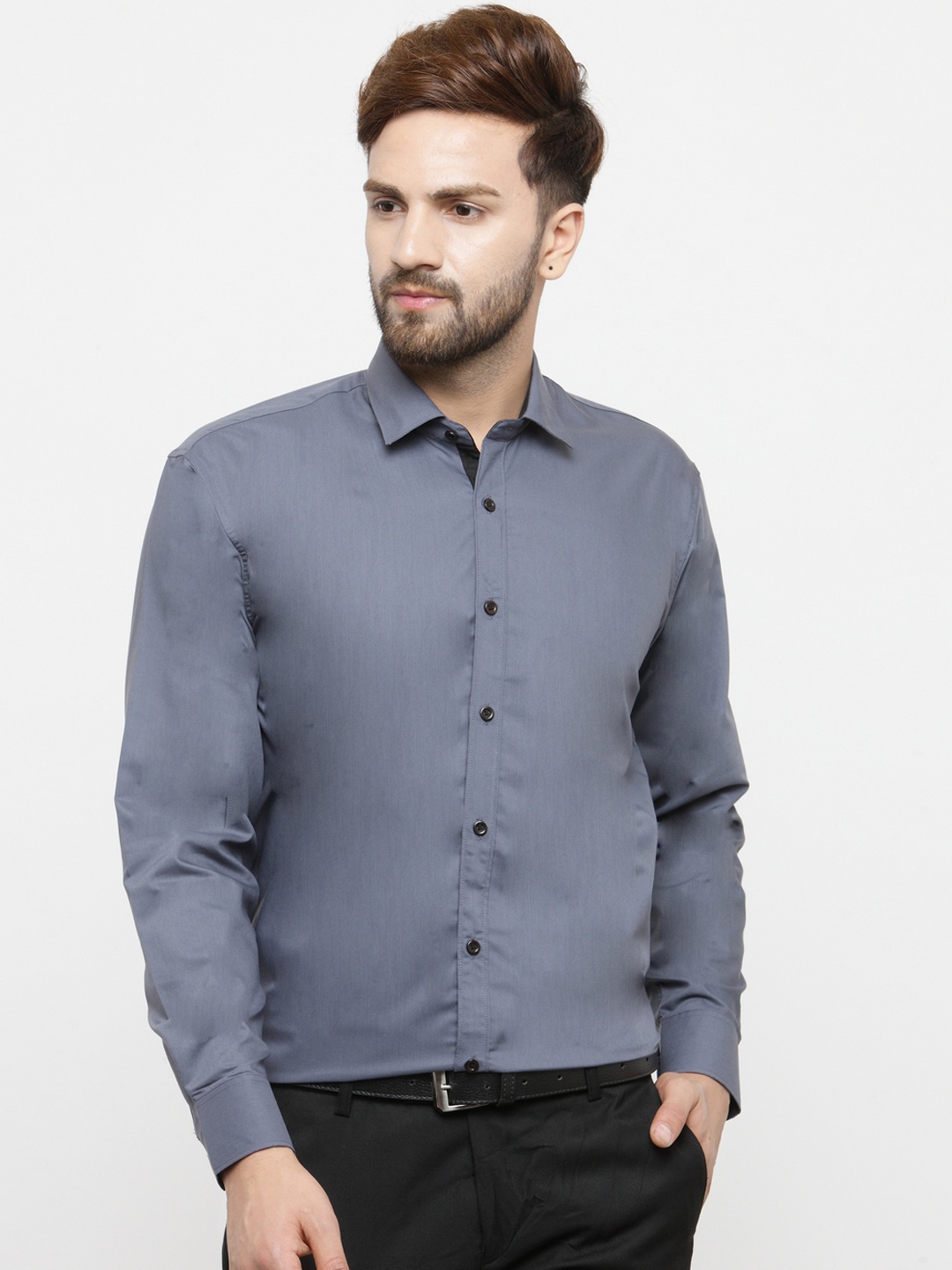 JAINISH Men Grey Classic Regular Fit Solid Formal Shirt