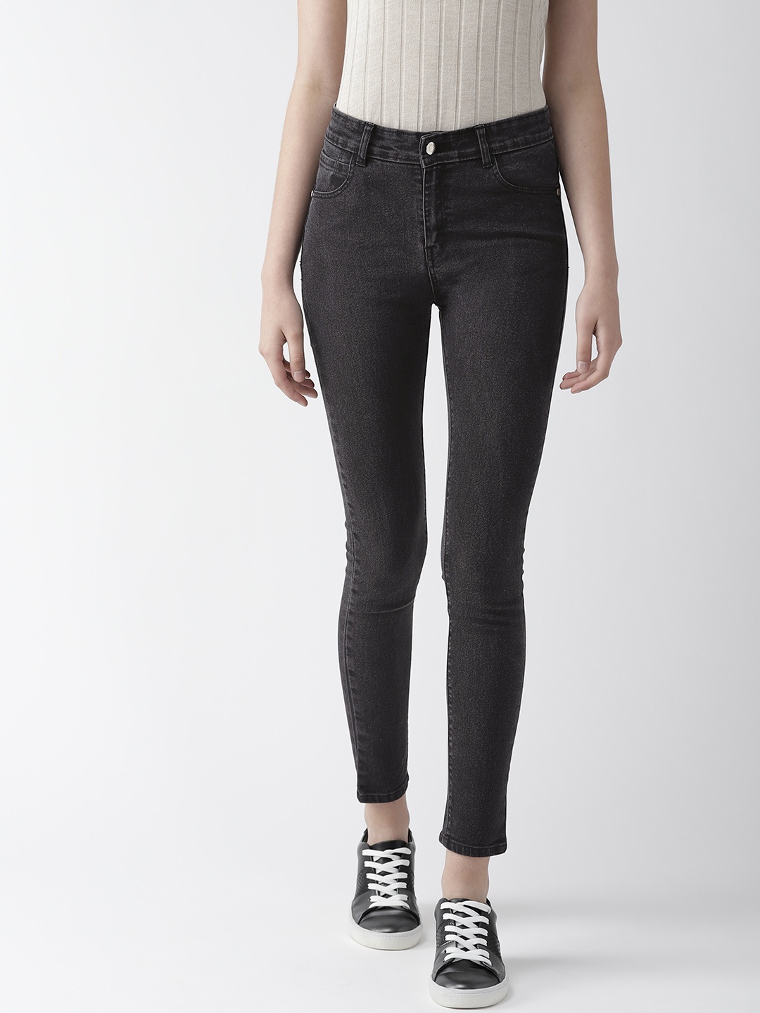 

Hubberholme Women Black Skinny Fit Mid-Rise Clean Look Stretchable Jeans