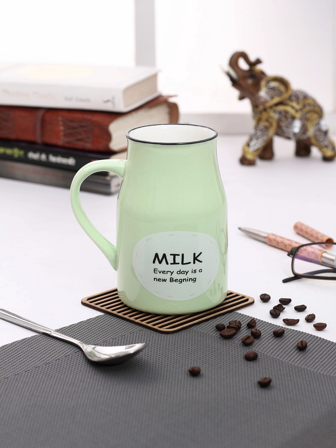 

JCPL Green & Black Printed Porcelain Milk Mug 350 ml