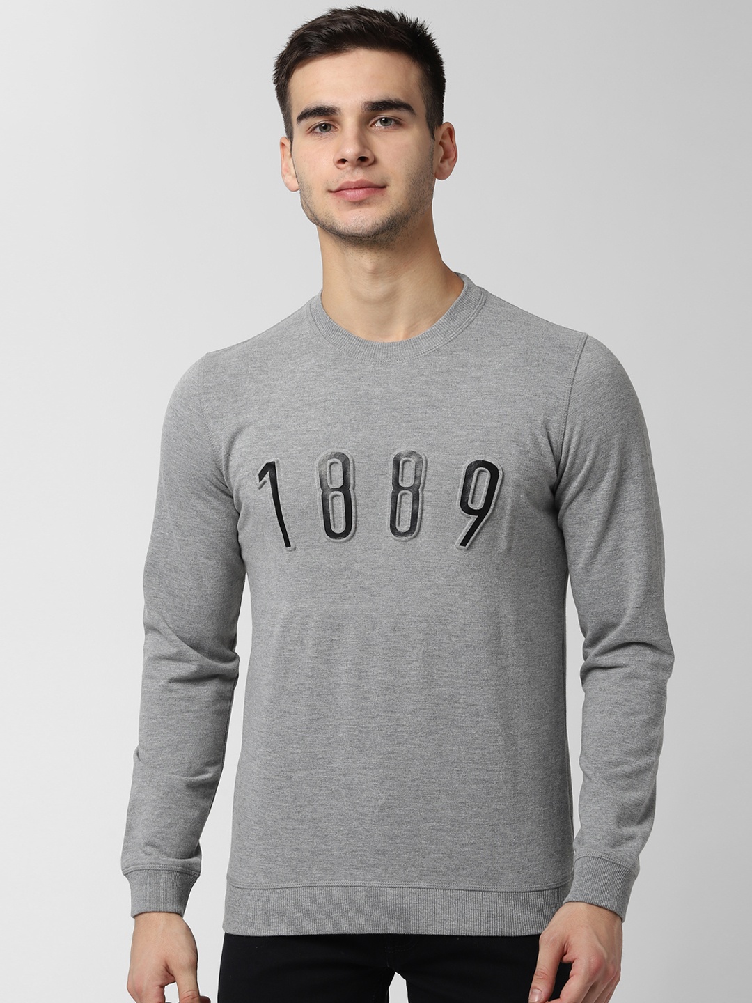 

Peter England Casuals Men Grey Printed Sweatshirt