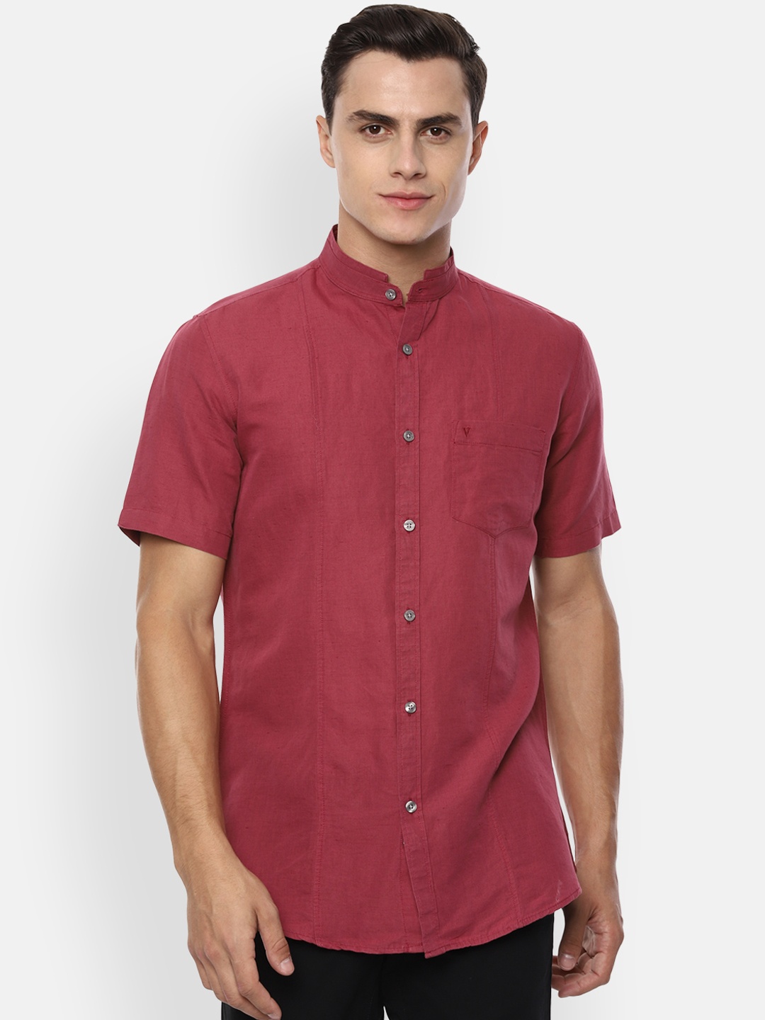 Van Heusen Sport Men Red Slim Fit Solid Casual Shirt