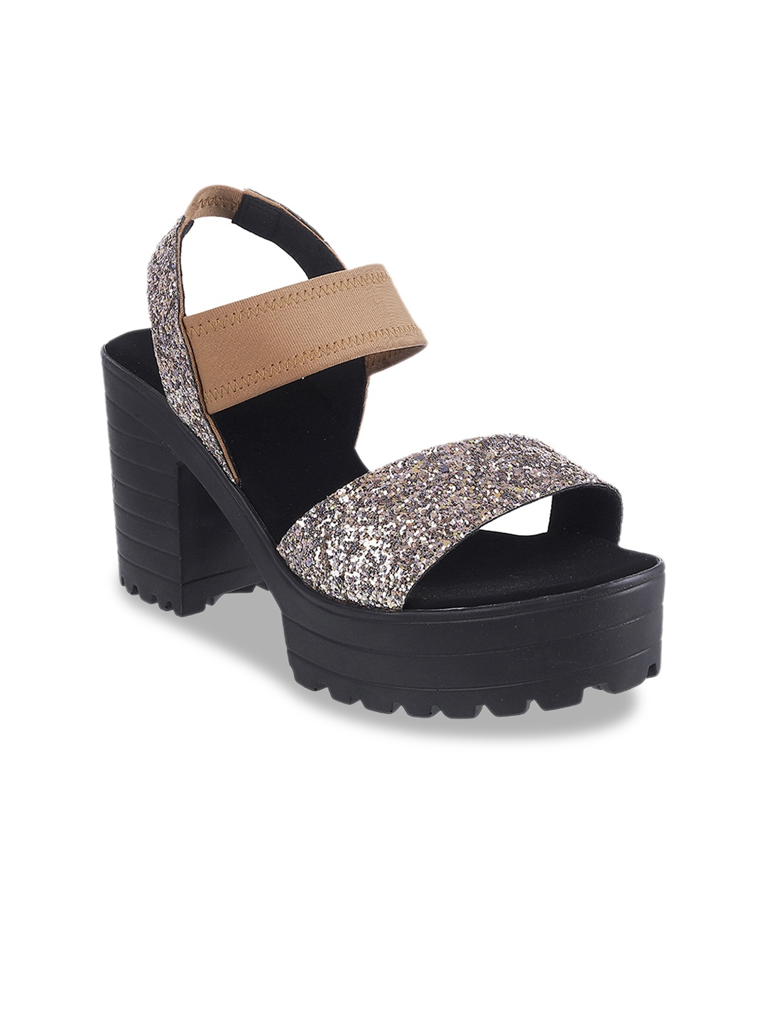 

Metro Women Gold-Toned & Brown Colourblocked Platforms