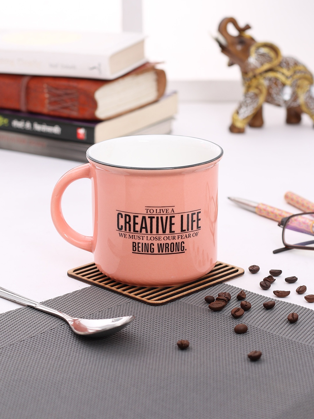 

JCPL Peach-Coloured Printed Porcelain Cup