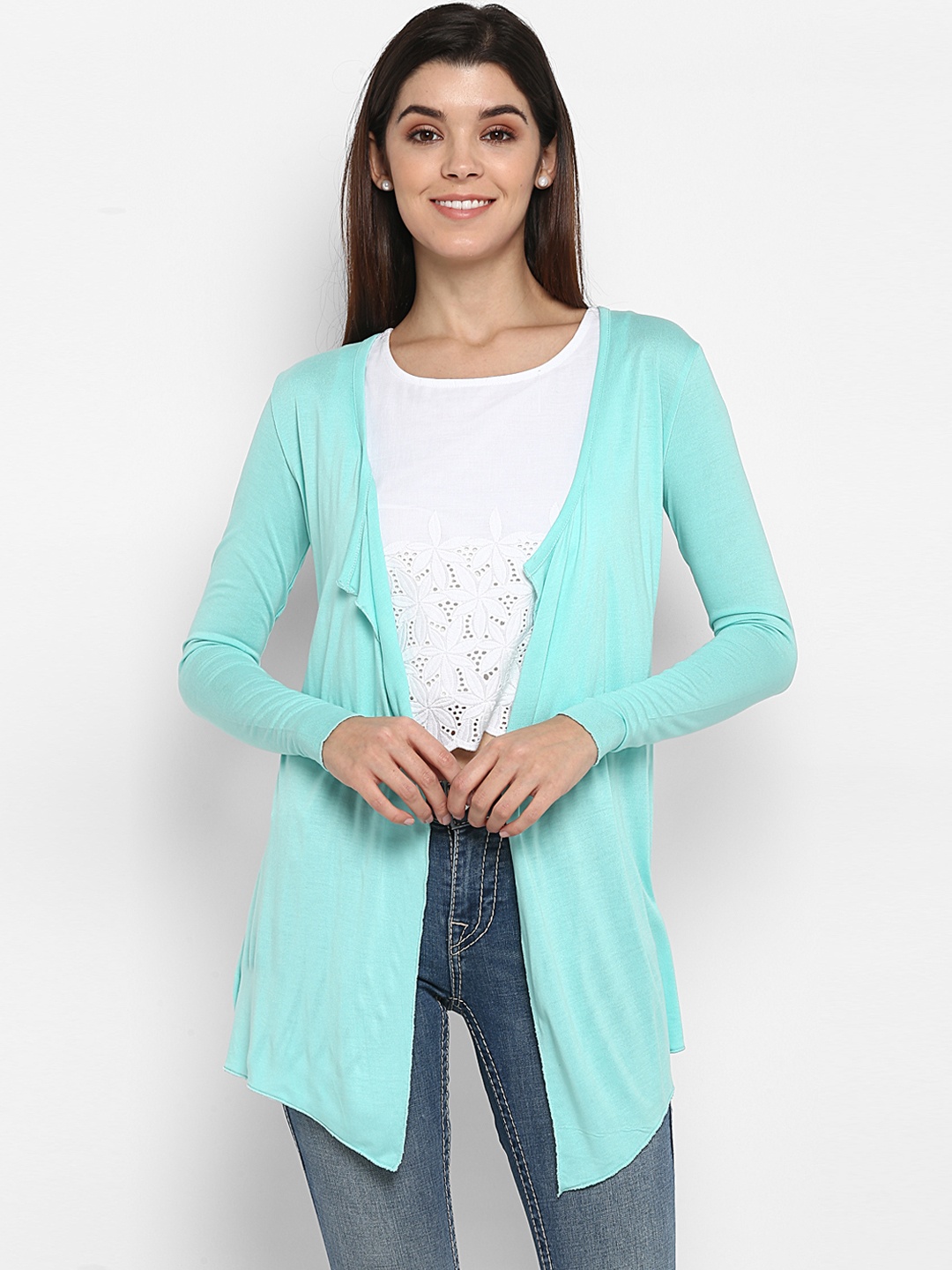 

Color Cocktail Women Blue Solid Open Front Shrug