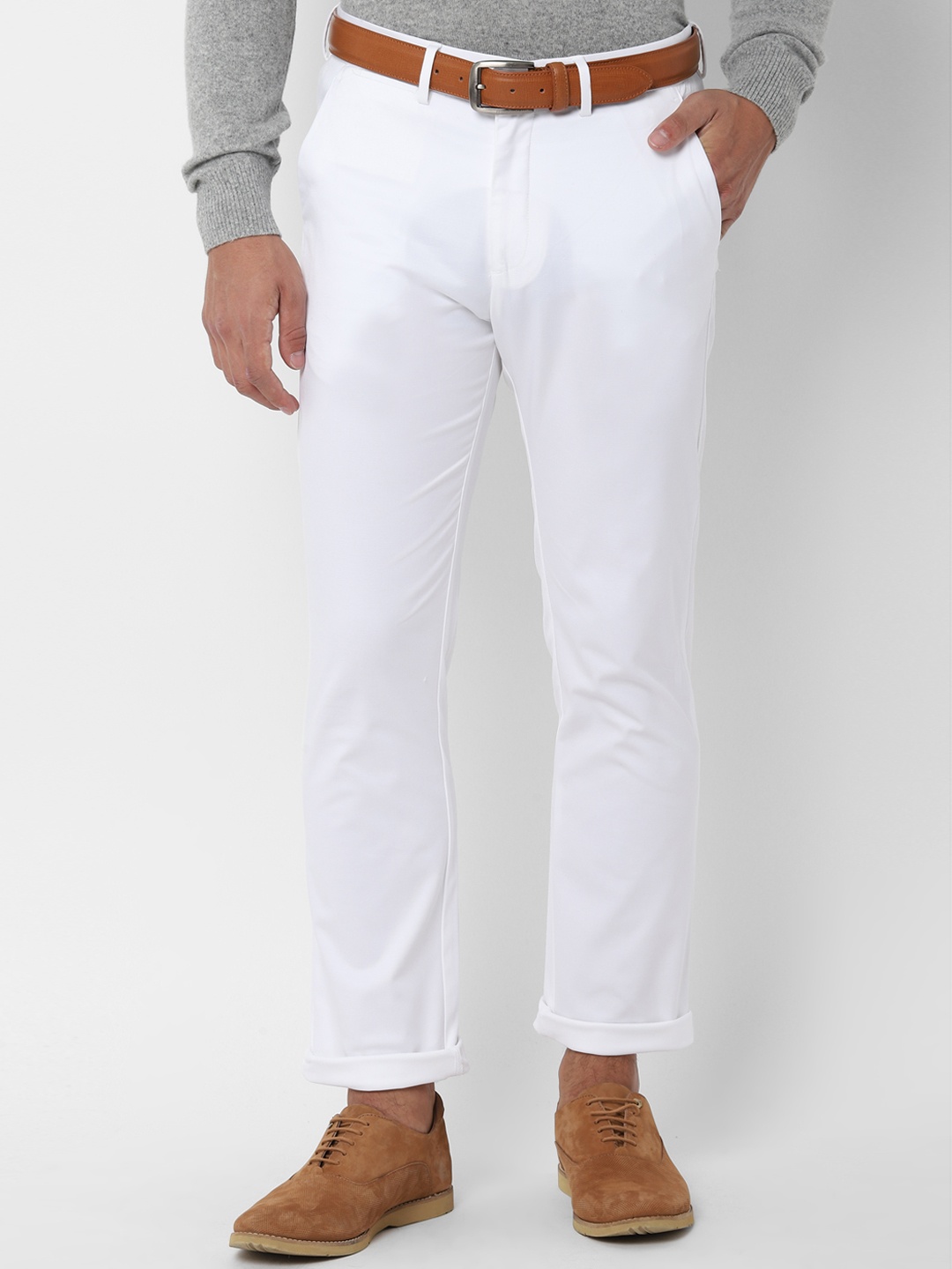 

Allen Solly Men White Regular Fit Solid Formal Trousers