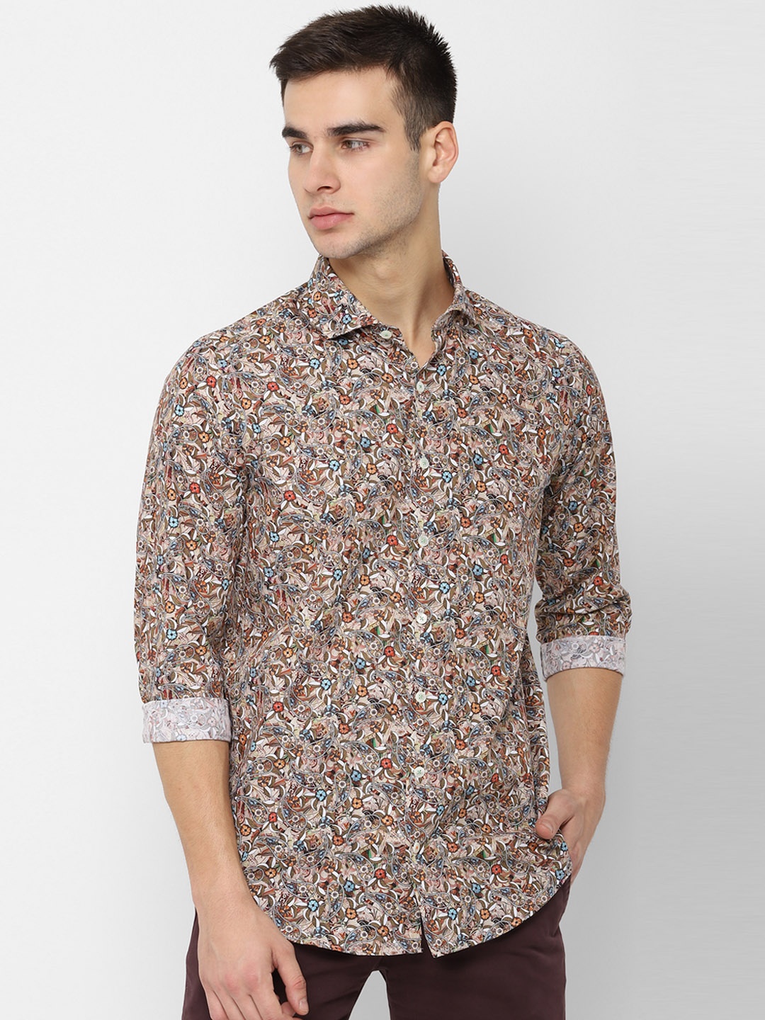 

SIMON CARTER LONDON Men Brown Slim Fit Printed Casual Shirt
