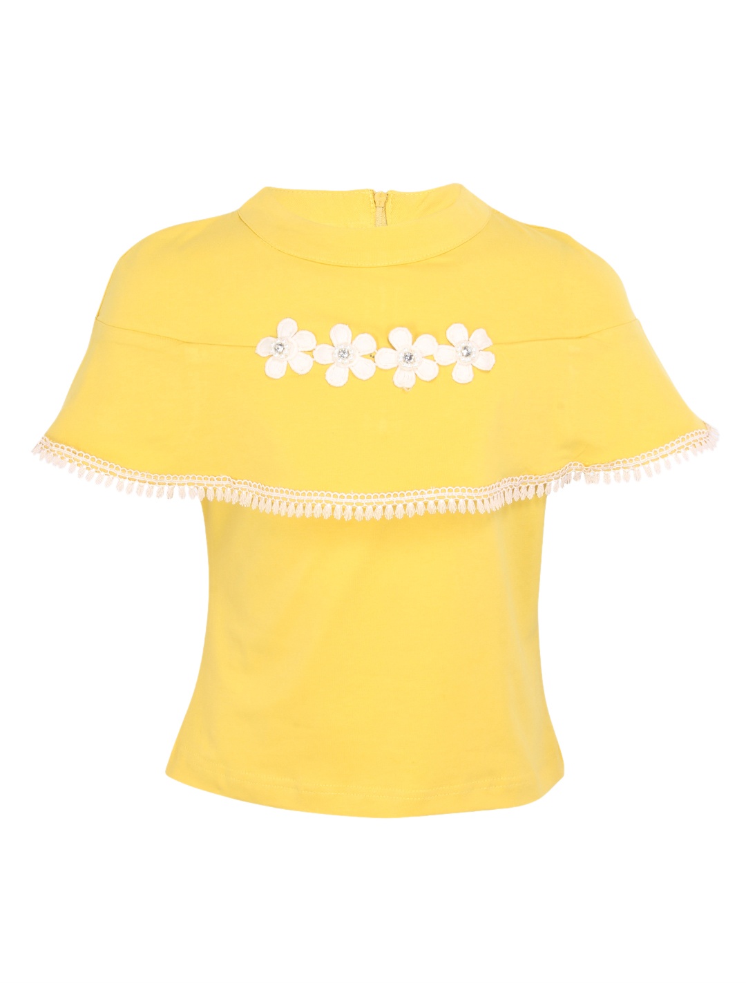 

CUTECUMBER Girls Yellow Printed Cape Top