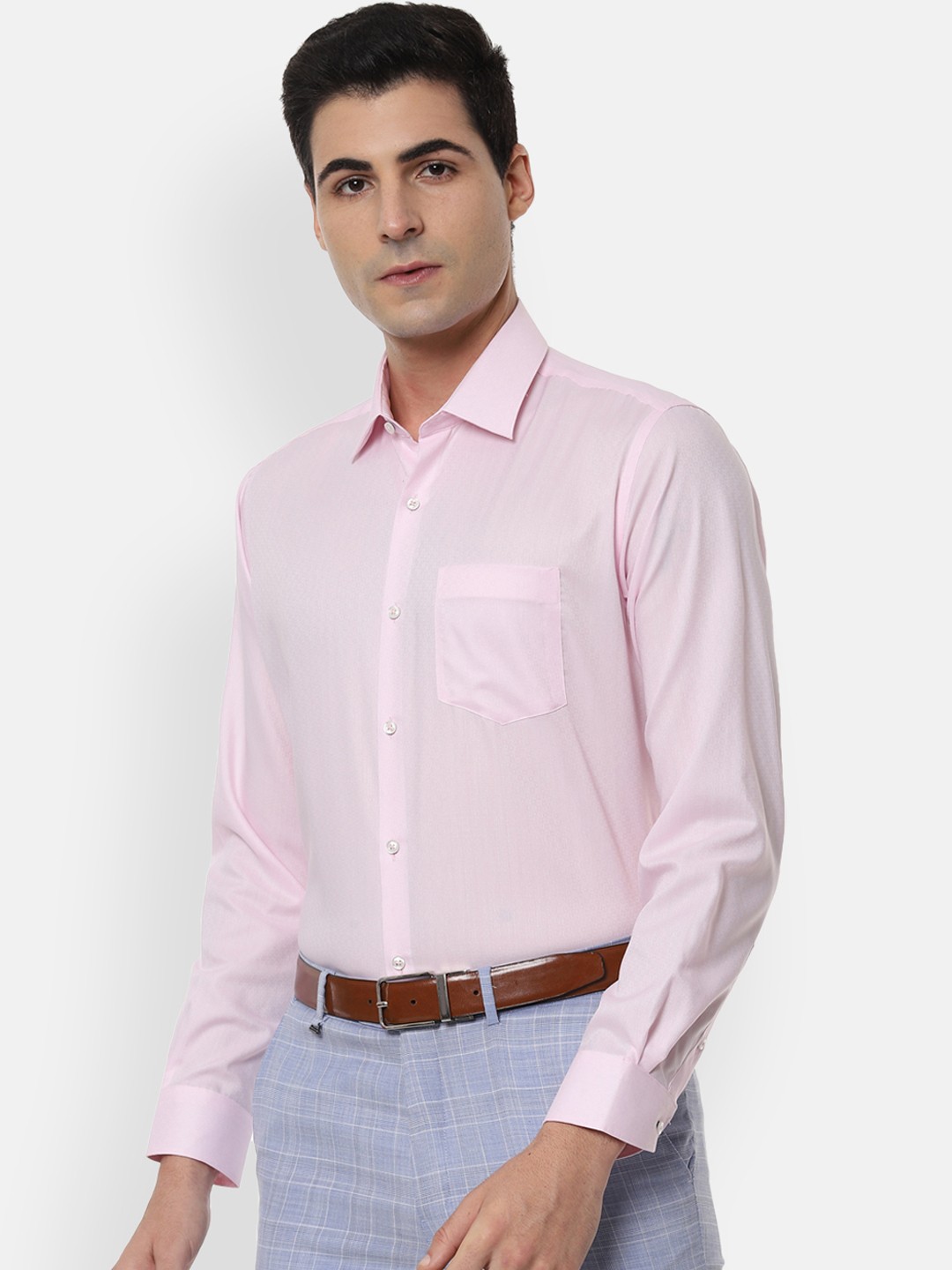 

Van Heusen Men Pink Regular Fit Self Design Formal Shirt