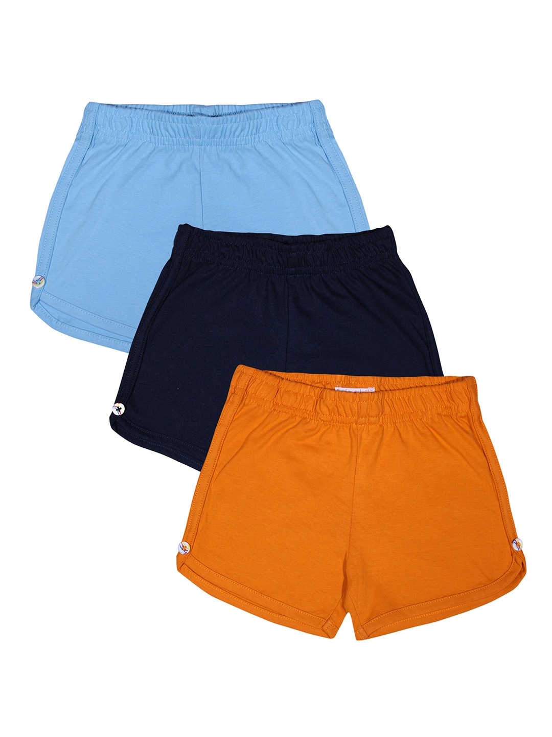 

Luke & Lilly Girls Pack of 3 Orange & Blue Solid Regular Fit Regular Shorts