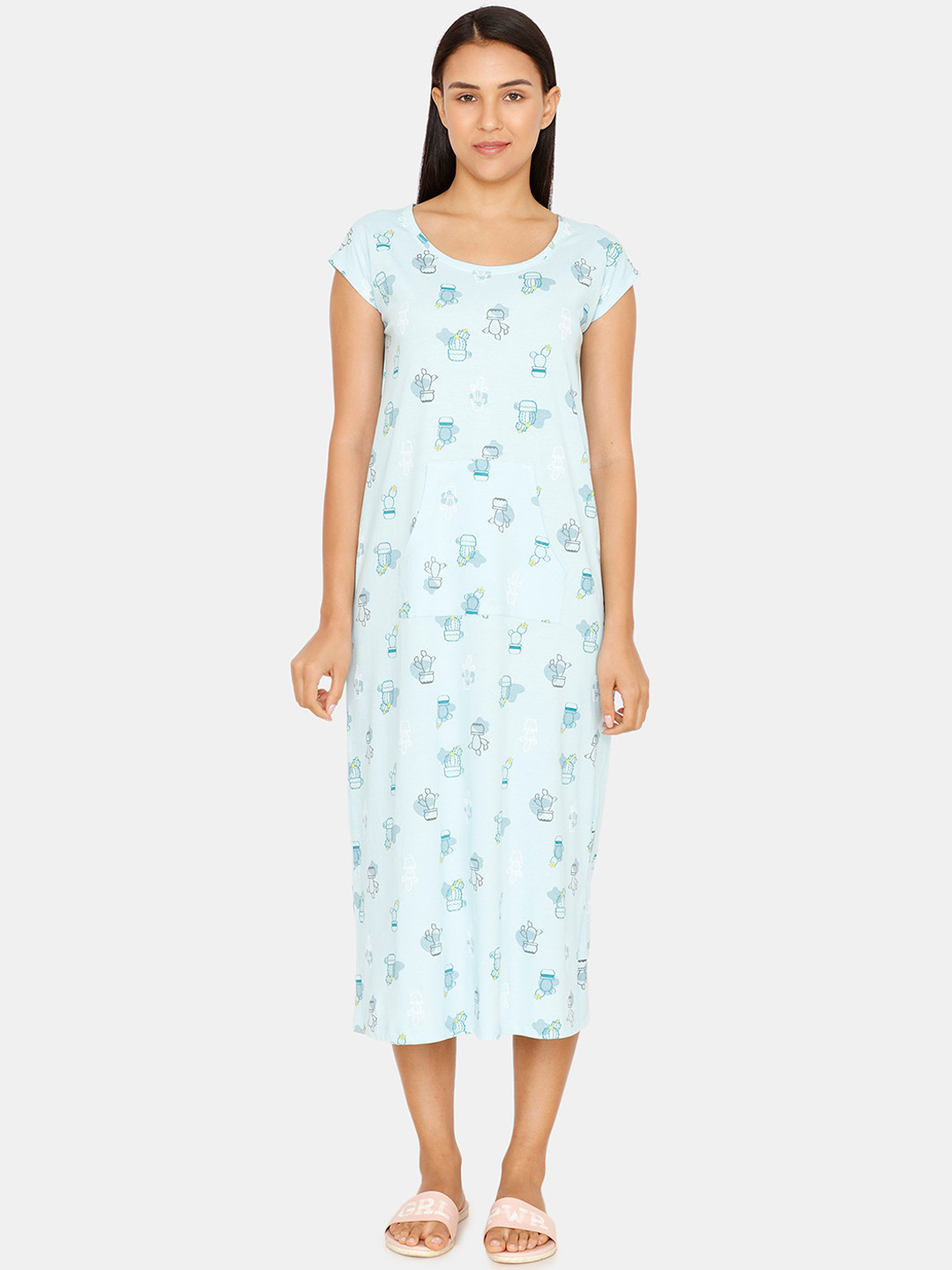 

Zivame Women Blue Printed Nightdress