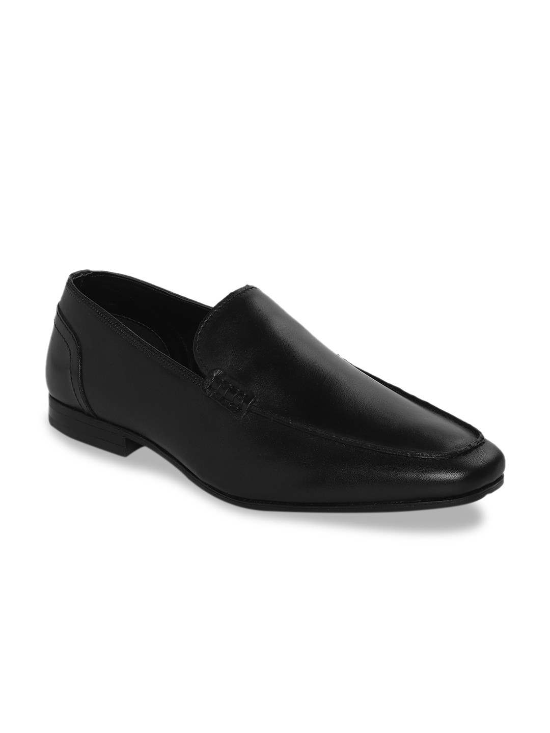 

Red Tape Men Black Solid Leather Formal Slip-Ons