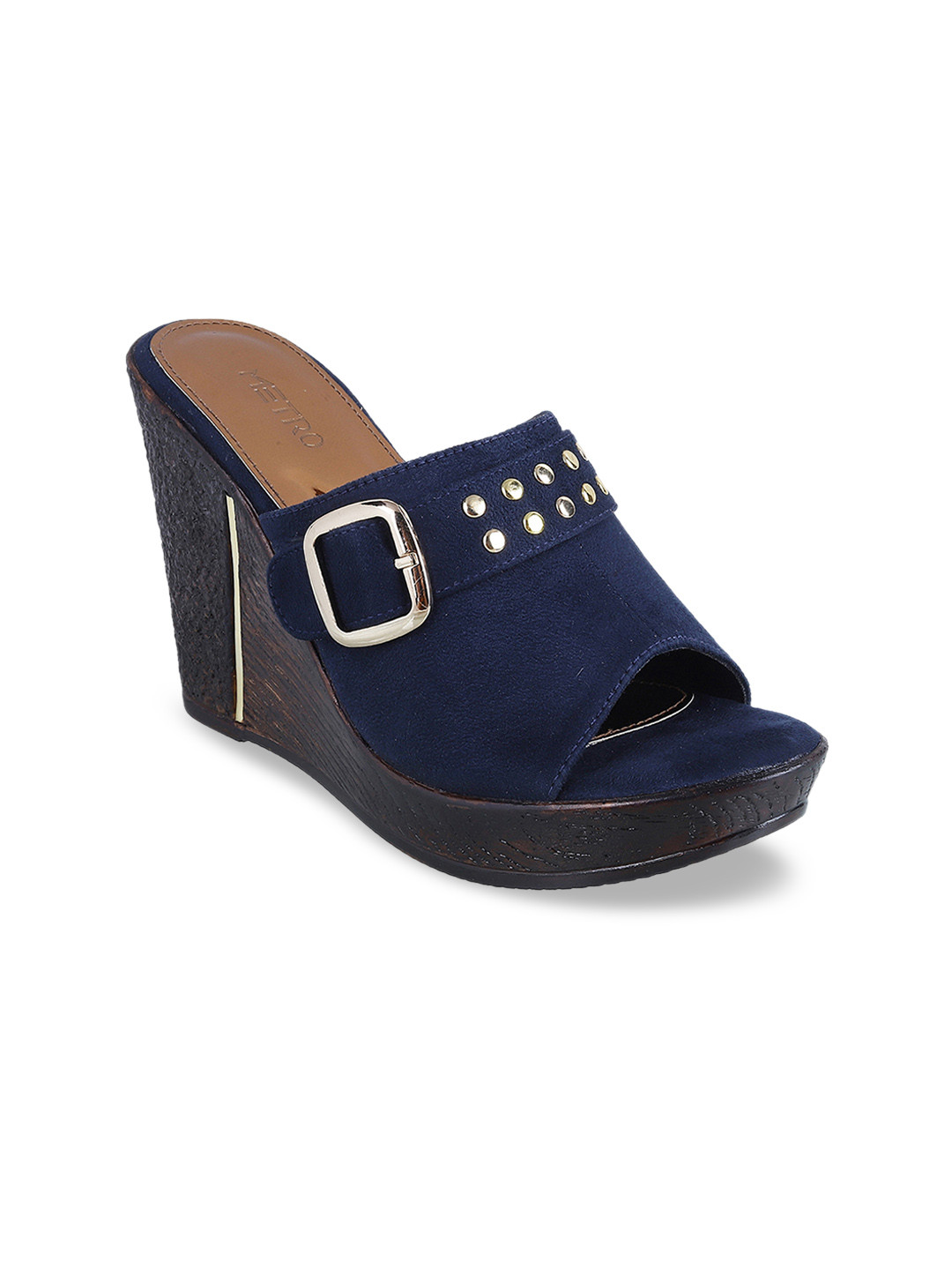 

Metro Women Navy Blue Embellished Wedges