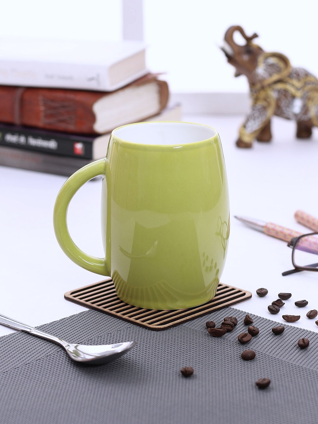 

JCPL Green Solid Dholak Shaped Milk Mug 210 ml