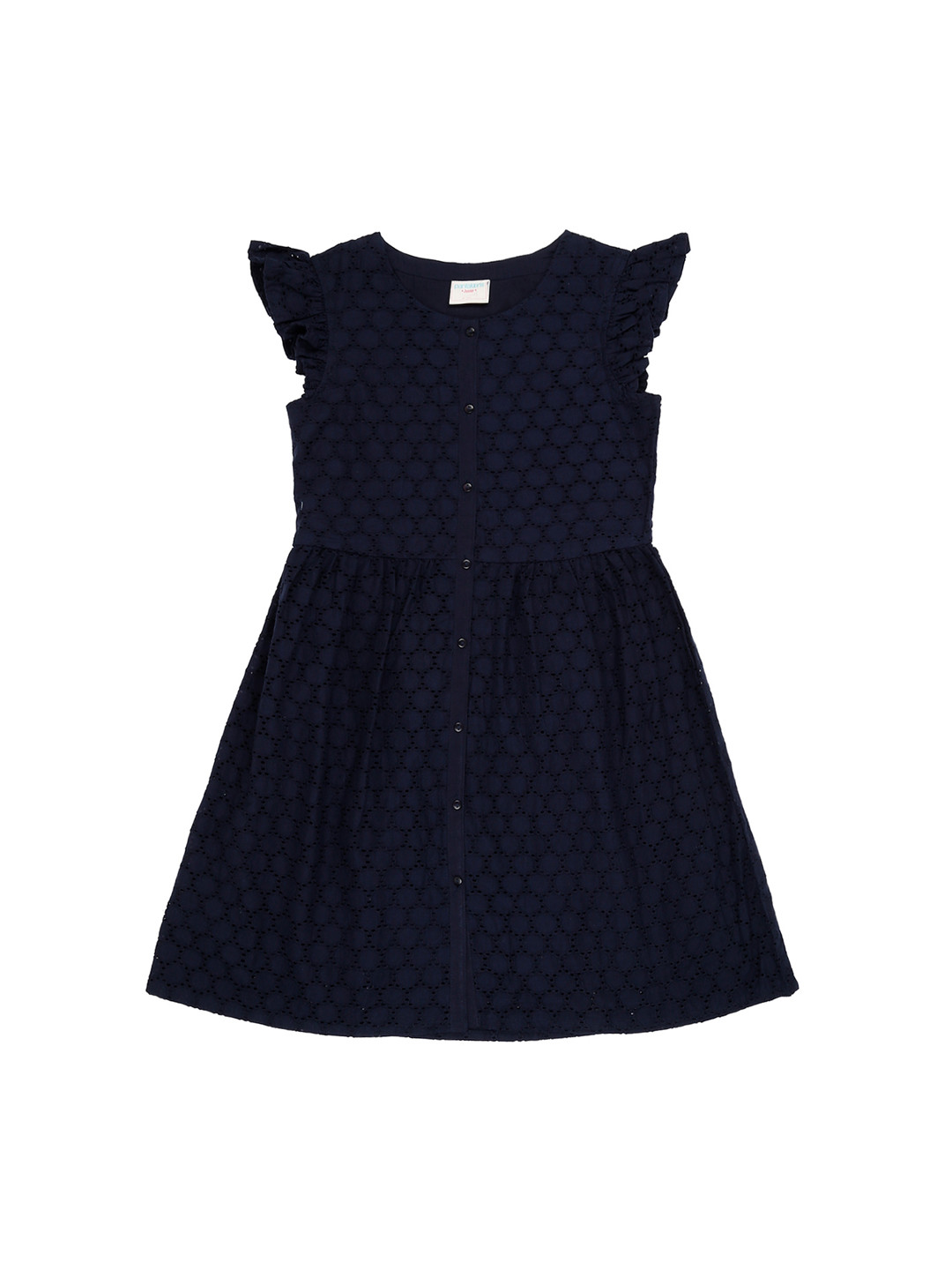 

Pantaloons Junior Girls Navy Blue Self Design Fit and Flare Dress
